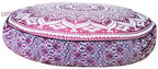 Indian Mandala Cotton Meditation Floor Pillow Cover Bohemian Yoga Mat Cushion Cover Sofa Chair Cover Meditation Round Pouff Cover Decorative Beach Throw Ottoman Footstool Pet Bed Cover