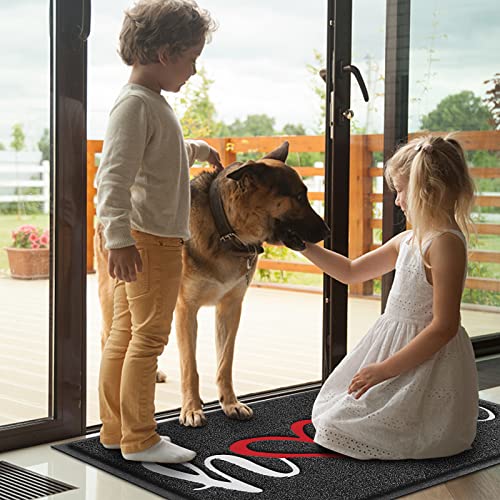 Door Mat, Welcome Mat Low Profile Floor Mat Front Doormat Indoor and Outdoor Doormat Non Slip Rugs for Entryway, Patio, High Traffic Areas (32"x20", Black-Home) - color: Black-home, size: 1'8" x 2'8" (Rectangular)