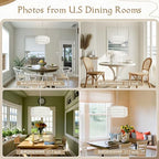 18 inch White 3 Light Rattan Light Fixture Woven Pendant Lights Rattan Farmhouse Chandeliers Fabric Shade Boho Chandelier for Dinning Room Kitchen - color: 18"-White-Prism