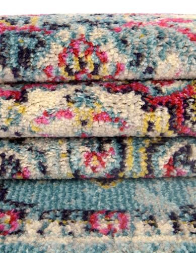 Rugs.com Fleur Collection Rug – 6 Ft Runner Light Blue Medium-Pile Rug Perfect for Hallways, Entryways - color: Light Blue 11, size: 2'2" x 6'7" (Runner)