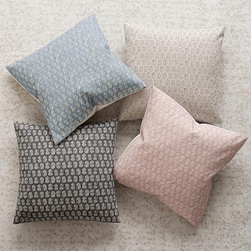 Foindtower Set of 2 Decorative Neutral Floral Print Throw Pillow Covers Vintage Accent Farmhouse Cushion Covers Boho Home Decor for Sofa Chair Couch Bedroom Living Room Outdoor,18×18 Inch,Light Pink - color: Light Pink, size: 18" x 18" (Pack of 2)