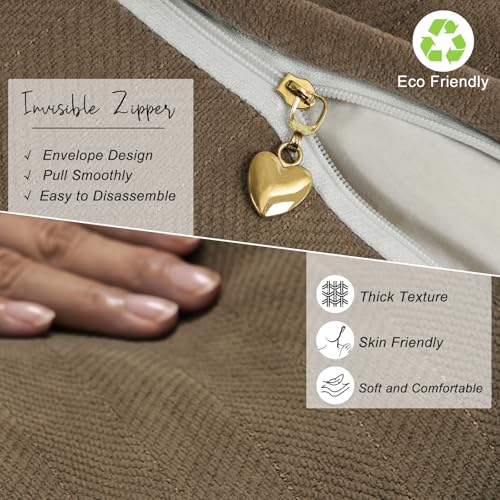 ZWJD Brown Pillow Covers 12x20 Set of 2 Chenille Throw Pillow Covers with Elegant Design Soft and Luxurious Decorative Throw Pillows for Couch, Bed, and Home Decor - color: Brown, size: 20" x 12" (Pack of 2)