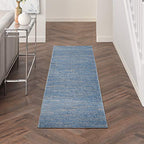 Nourison Home Nourison Essentials Blue Grey 2'2" x 10' Area Rug - Easy Clean, Non Shedding, Bed Room, Living Room, Dining Room, Kitchen (10' Runner) - color: Blue/Grey, size: 2'2" x 10' (Runner)