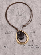 Leather Necklace for Women Long Boho Pendant Hippie Choker Necklace Bohemian Layered Leather Rope Wooden Jewelry Gifts - style: Bohemian Hippie Necklace