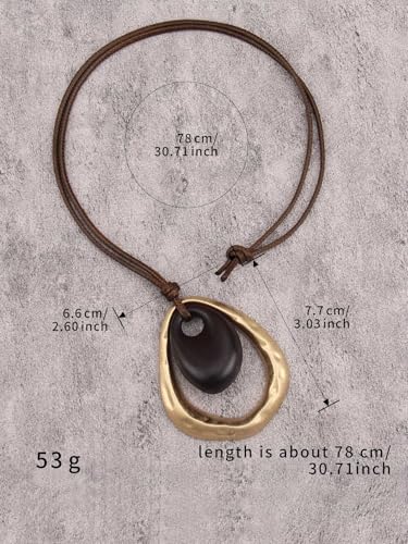 Leather Necklace for Women Long Boho Pendant Hippie Choker Necklace Bohemian Layered Leather Rope Wooden Jewelry Gifts - style: Bohemian Hippie Necklace