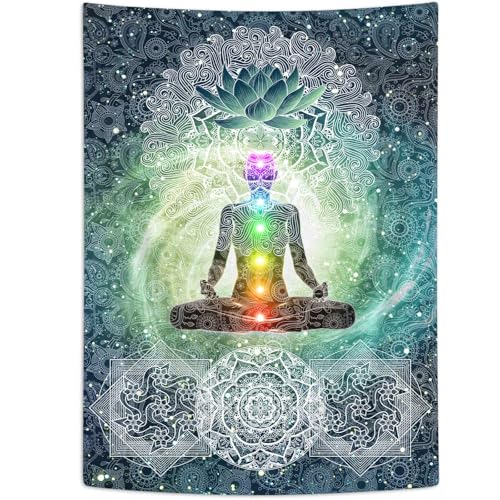 DYNH Meditation Vertical Tapestry, Yoga Decor Tapestry Wall Hanging for Bedroom, Lotus Tapestries Poster Beach Blanket College Dorm Home (40W X 60H) - size: 60"L x 40"W