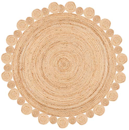 SAFAVIEH Natural Fiber Round Collection 6' Round Natural NFB307A Handmade Boho Country Charm Jute Area Rug - size: 6' (Round)