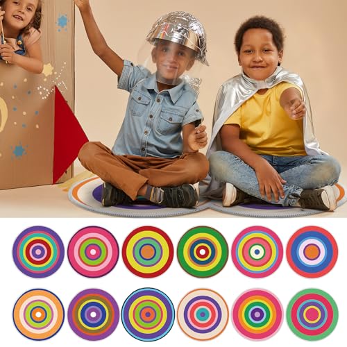Tinideya 12 Pcs Kids Carpet Circle Seats for Class 16 Inch Round Classroom Rug Back to School Floor Cushions Soft Educational Mat Non Slip First Day of School Learning Playing Areas(Vivid) - style: Vivid