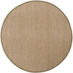 SAFAVIEH Area Rug 6' Round - Natural Fiber Collection - Natural & Olive Green, Seagrass, Basketweave Pattern with Border (NF114G) - color: Natural/Olive, size: 6' (Round)
