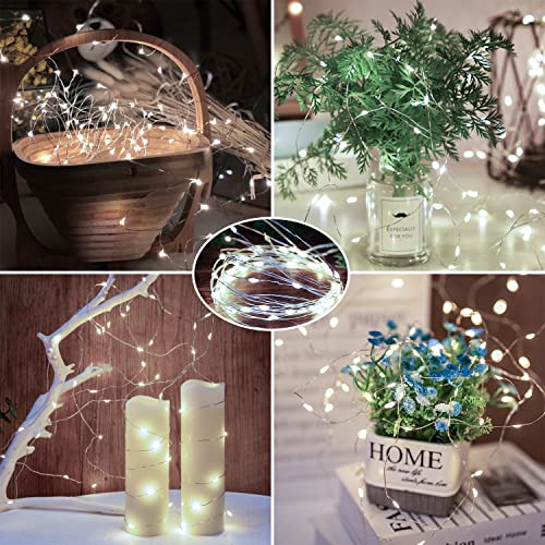 Brightown 24 Pack LED Fairy Lights Battery Operated 7 ft 20 LED String Light Waterproof Silver Wire Firefly Starry Lights for Crafts Wedding Party Bedroom (White) - color: White, size: 24 Pack