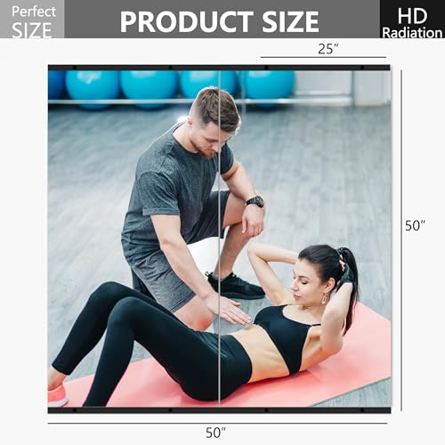 TRAHOME Home Gym Mirror for Wall,48x28x2PCS Full Length,Glass Frameless Body Large Mirror for Home Gym,Workout,Bedroom,Garage(Black) - color: Matte Black, size: 48"L x 28"W x 2PCS