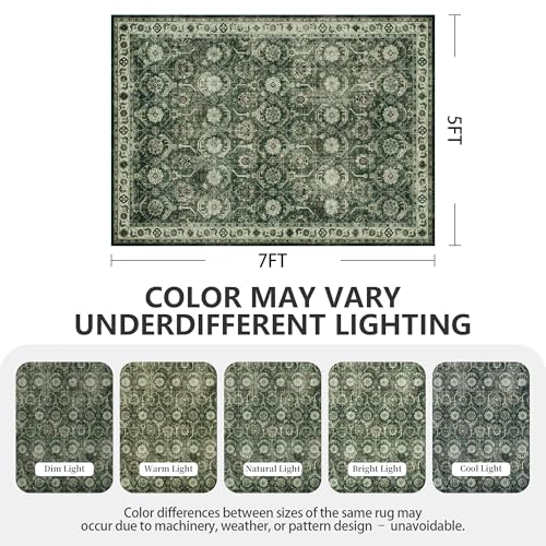 5x7 Area Rugs, Soft Non Slip Low Pile Washable Rug, Boho Modern Rug for Living Room, Bedroom, Dining Room, Sage Green - color: A-sage Green, size: 5' x 7' (Rectangular)