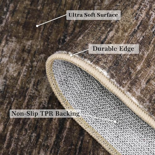 RUGSREAL Small Area Rug 2x3 Entryway Mat with Rubber Backing Stain Resistant Throw Carpet Modern Solid Color Bath Mat Contempowary Washable Rug for Living Room Bedroom Dining Room Kitchen, Brown 2x3 - color: Brown, size: 2' x 3' (Rectangular)