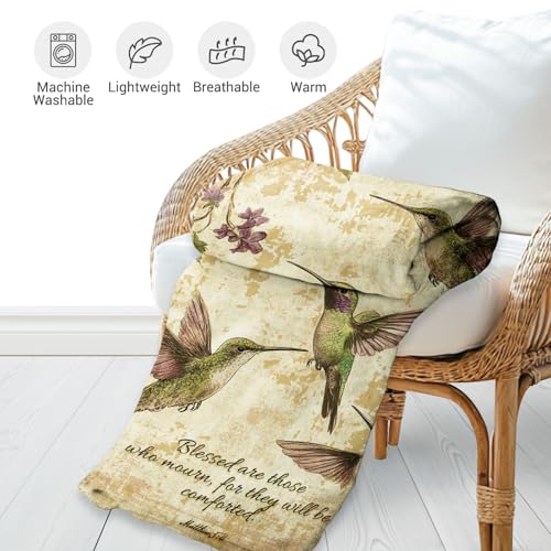 Levens Sympathy Christian Blanket 60"x50" Memorial Throw Blanket with Hummingbird Design, Inspirational Christian Gifts for Women Sympathy Gifts for Loss of Loved One Soft Healing Hummingbird Blanket - color: Tawny 4, size: 50"x60"