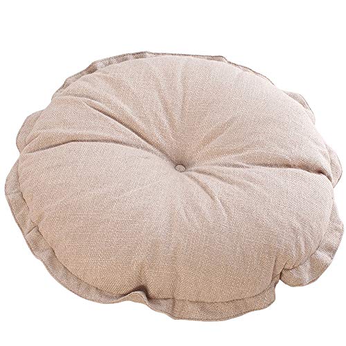 vctops Boho Soft Round Floor Pillow Cushion with Ruffles, Cotton Linen Print Chair Pad Tatami for Meditation, Yoga, Living Room, Balcony (Beige,16"x16"x4") - color: Beige, size: 16"x16"x4"/43x43x10cm
