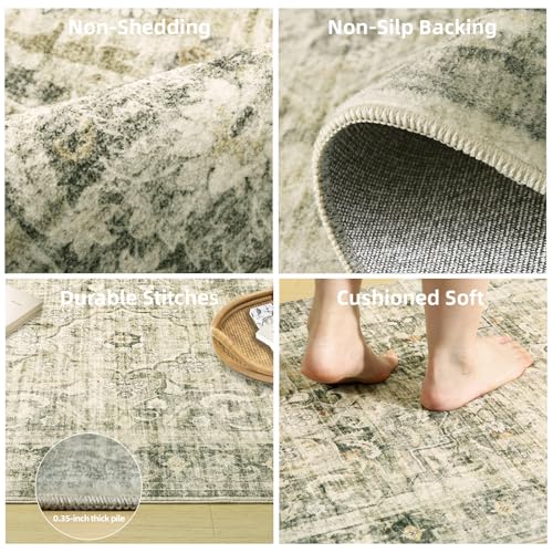 2x3 Washable Area Rugs for Entryway: Small Boho Rug Non Slip Door Mat Indoor Entrance Low Pile Soft Throw Rugs for Inside Front Door Floor Bedroom Bedside Kitchen Nursery Dorm Room Entry - color: Green, size: 2' x 3' (Rectangular)