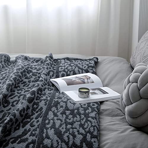 MH MYLUNE HOME Large Soft Micro Plush Leopard Blanket (71x78 inch, Dark Blue | Charcoal Grey) Warm Reversible Cheetah Blanket Leopard Pattern Throw for Sofa Couch Bed - color: Leopard Charcoal Blue, size: 71"x78" - 550 GSM