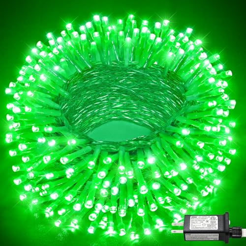 100FT 300 LED Outdoor String Lights, Plug in Connectable Christmas Lights Indoor Waterproof, 8 Modes Clear Wire String Lights for Outside Bedroom Xmas Tree Garden Patio Halloween Decorations, Green - color: Green, size: 100ft 300LED