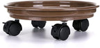 2Pcs Plant Caddy,Planter Pot Mover, Plant Pot Pallet Dolly Caster with Universal Wheels, Round Movable Planter Dolly Trolley Tray Pallet Outdoor Indoor Tree Flower Stand Planter (11.8 inch+2pcs+brown)