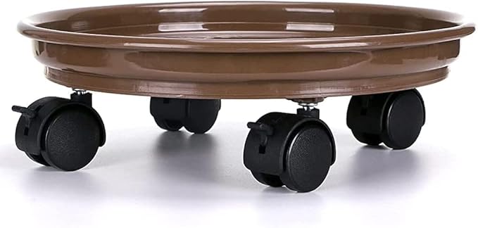 2Pcs Plant Caddy,Planter Pot Mover, Plant Pot Pallet Dolly Caster with Universal Wheels, Round Movable Planter Dolly Trolley Tray Pallet Outdoor Indoor Tree Flower Stand Planter (11.8 inch+2pcs+brown)