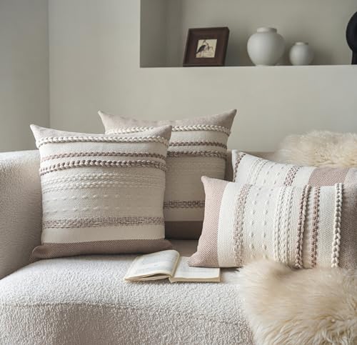 Cethom Boho Lumbar Pillow Covers 14x36 Inch Long, Khaki Textured Decorative Couch Pillow Cases for Farmhouse Home Decor, Accent Cushion Cover for Sofa, Bed, Living Room, Bedroom, Pack of 1 - color: Khaki, size: 36" x 14" (Pack of 1)