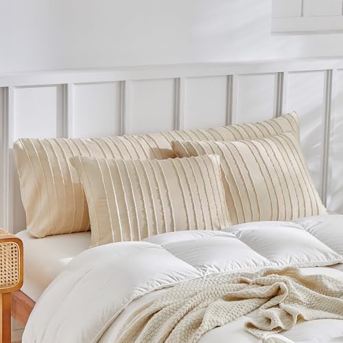 WARMDERN Khaki Striped Pillow Covers Body Pillow Cover Soft Microfiber Stripe Pillow Cases Boho Tufted Stripes Textured Pillowcase with Envelope Closure(Khaki, Body, 20x54 Inches) - color: Khaki-striped, size: 20" x 54" (Pack of 1)