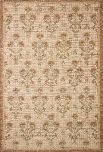 Loloi Chris Loves Julia Rue Collection RUE-01 Wheat/Sage 2'-3" x 3'-9" Accent Rug Jute Neutral Floral Living Room Bedroom Rug - color: Wheat / Sage, size: 2'3" x 3'9" (Rectangular)