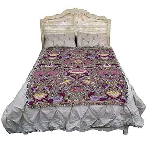 Pure Country Weavers William Morris Lodden Dianthus Blanket - Arts & Crafts - Gift Tapestry Throw Woven from Cotton - Made in the USA (72x54) - color: Dianthus, size: Large