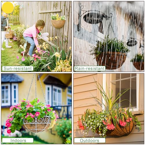 6 Pcs 12 Inch Half Round Replacement Coco Liner Half Circle Coconut Fiber Replacement Coco Liners Hanging Basket for Hanging Basket Wall Baskets Garden Planter Flower Pot - size: 12 Inch