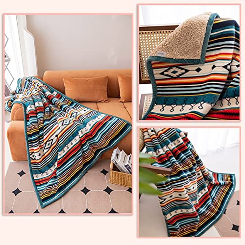 COTTEBED Flannel Sherpa Boho Throw Blankets,All Seasons Lightweight Super Soft Cozy Comfy Fluffy Fuzzy,Fleece Bedding Blanket for Bed Sofa Couch Living Room Camping Travel(Bohemia,50x60) - color: Bohemia, size: Throw(50x60)Sherpa