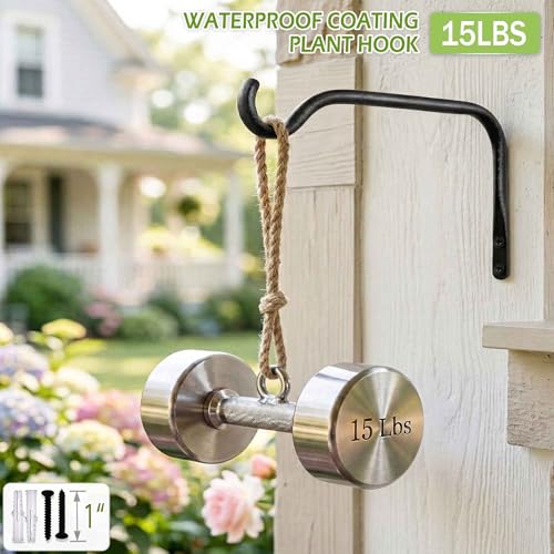 Lifyzoon 12 Inch Plant Hanger Brackets, 2 Pack Metal Hanging Wall Hooks | Heavy Duty Steel, Rustproof Outdoor, Large Basket Hook, For Bird Feeders, Hanging Wind Chimes, Fence Wall, Garden Decor - size: 12Inch-2Pack