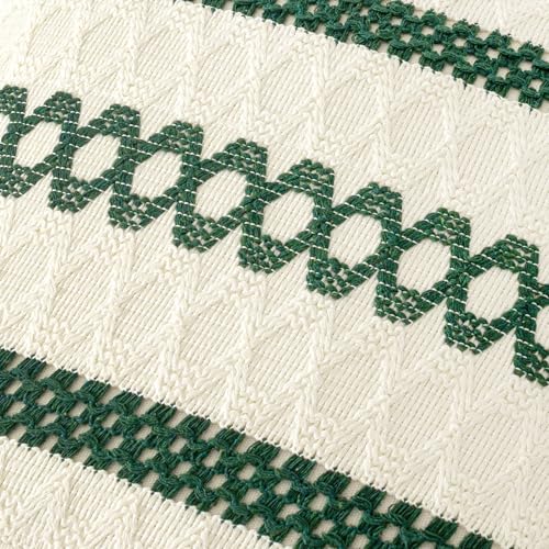 MIULEE Set of 2 Dark Green Boho Christmas Decorative Lumbar Pillow Covers 12x20 Inch Farmhouse Rustic Couch Throw Pillows Modern Cotton Cushion Cover Retro Macrame Woven Home Decor for Bed Sofa Chair - color: Dark Green, size: 20" x 12" (Pack of 2)