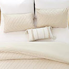 Nanko Pillow Case/Pillow Shams Queen Set of 2, Beige Cream Tan Tufted Jacquard Boho Soft Shabby Chic Microfiber Pillow Covers, for Home Hotel Bed, Farmhouse Modern for Men and Women, 20 x 30 inch