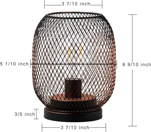 Set of 2 Battery Operated Lamp LED Table Lantern, Brown Metal Cage Cordless Lamps with LED Bulb，Vintage Decorative Outdoor Lantern for Weddings, Parties, Patio, Events for Indoors Shelf Decor - style: Bronze Oval / Timer