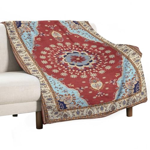 Boho Throw Blanket,Blue Red Ethnic Farmhouse Pattern Soft Throw Blanket for Couch Sofa Camping Office Travel Home Bedroom Decor All Seasons 30"x40" - color: Boho-15, size: 30x40in