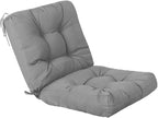 QILLOWAY Outdoor Seat/Back Chair Cushion Tufted Pillow, Spring/Summer Seasonal All Weather Replacement Cushions. (Grey)