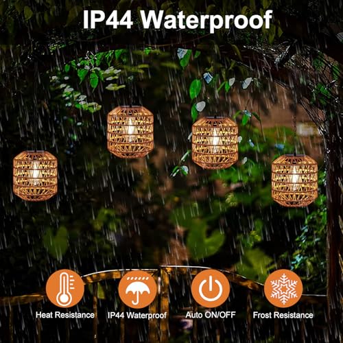 Livinlarge Solar Pendant Light Outdoor,Chandelier Hanging Lantern with Edison Bulb,Boho Solar Powered Lamps IP44 Waterproof for Gazebo Tree Porch Yard Porch Patio Garden Backyard Decorative - style: Solar Pendant Light