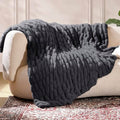 Ultra Soft Cozy Faux Fur Throw Blanket, Fuzzy Plush Thick Bubble Blanket, Oversize Luxury Fluffy Blanket for Couch, Sofa, Bedroom, and Living Room,50x60 Inches,Double Sided Charcoal Gray - color: Double Sided-charcoal Gray, size: Throw