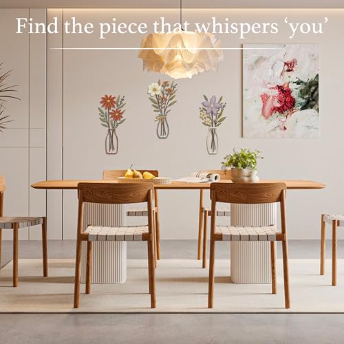 3 Piece Metal Flower Wall Art for Bedroom Living Room Rustic Farmhouse Floral Wall Decor for Bathroom Dining Room Boho Home Decorations Modern Minimalism Walls Hanging Sculptures(Red Purple) - color: Red Purple & Vase Flower