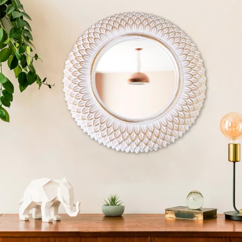 Round Decorative Wall Mirror, White Circle Mirror for Bedroom, Entryway, Living Room, Decorative Modern Wall Decor - color: White