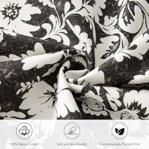 Black 12x20 Floral Pillow Covers：Vintage Throw Pillows Decorative 100% Cotton Covers — Neutral Modern Farmhouse Patterned Accent Covers for Couch Sofa Bed Living Room Farmhouse Pillowcases Pack of 2 - color: Sf-black, size: 20" x 12" (Pack of 2)
