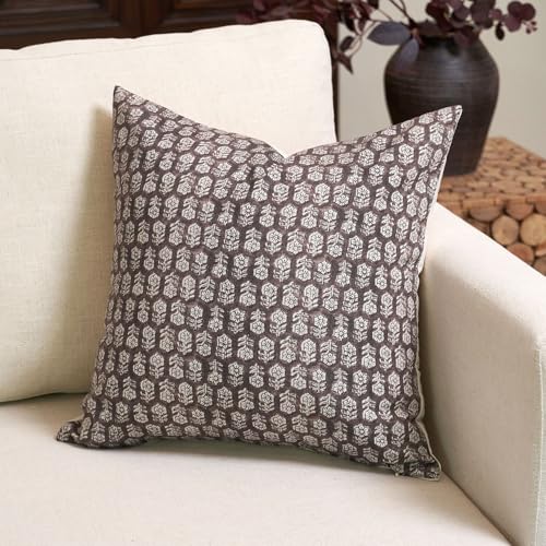 Amor Virisso Floral Pillow Covers 24x24 Couch Pillows for Living Room Decorative Throw Pillow Covers Accent Farmhouse Neutral Pillow Covers 1PC, Dark Brown - color: Dark Brown, size: 24" x 24" (Pack of 1)