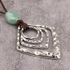 Leather Necklace for Women Long Boho Pendant Hippie Choker Necklace Bohemian Layered Leather Rope Wooden Jewelry Gifts - style: Large Boho Necklace