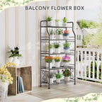 GIOTORENT Plant Stand Outdoor Indoor 5 Tier Metal Waterproof - 53.2" Plant Shelf for Patio, Balcony, Living Room, Large Capacity Tiered Plant Rack, Black - size: C-5Tier