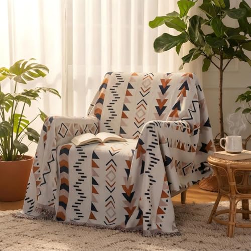 amorus Bohemian Throw Blanket Chenille Jacquard Tassels Cover,63"*71",NO.6 | Boho Style, modern Geometric, warm & cozy. For couch, bed, outdoor and car - color: Pattern 6, size: 63x71 in