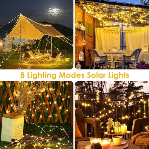 Extra-Long Solar String Lights for Outside, 6 Pack 600LED Solar Fairy Lights Outdoor Waterproof, Copper Wire with 8 Modes Solar Twinkle Lights for Tree Garden Party Patio Xmas Decor (Warm White) - color: Warm White, size: 6 Pack-600LED