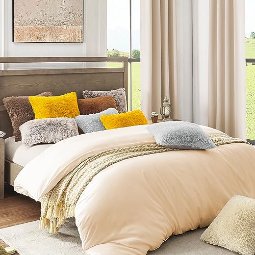 NordECO HOME Luxury Soft Faux Fur Fleece Cushion Cover Pillowcase Decorative Throw Pillows Covers, No Pillow Insert, 18" x 18" Inch, Beige, 2 Pack - color: D-beige, size: 18" x 18" (Pack of 2)