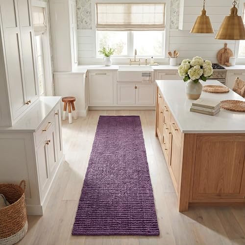 SAFAVIEH Natural Fiber Collection Runner Rug - 2'6" x 6', Purple, Handmade Jute, Farmhouse Style, Chunky Textured Thick Pile (NF447B) - color: Purple, size: 2'6" x 6' (Runner)