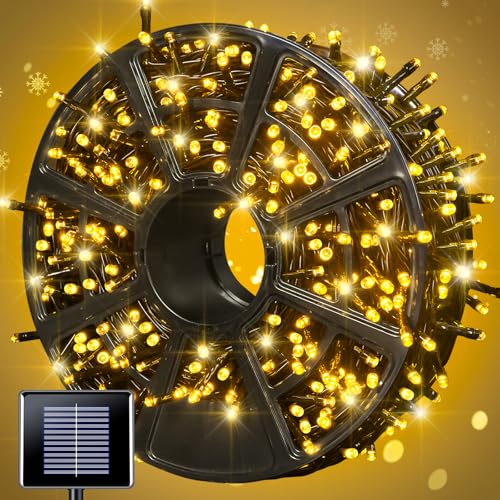 JMEXSUSS 600 LED Solar String Lights Outdoor Waterproof, Solar Christmas Lights Outdoor, 8 Modes Christmas Light for Outside Patio Yard Tree Decorations - color: Warm White, size: 600LED*1