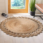 SAFAVIEH Natural Fiber Round Collection 4' Round Natural NFB252A Handmade Boho Country Charm Jute Area Rug - size: 4' (Round)